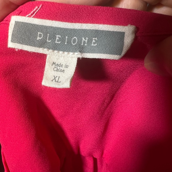 Pleione pink V-neck long sleeve rounded hem lightweight blouse tunic top XL - Picture 7 of 9